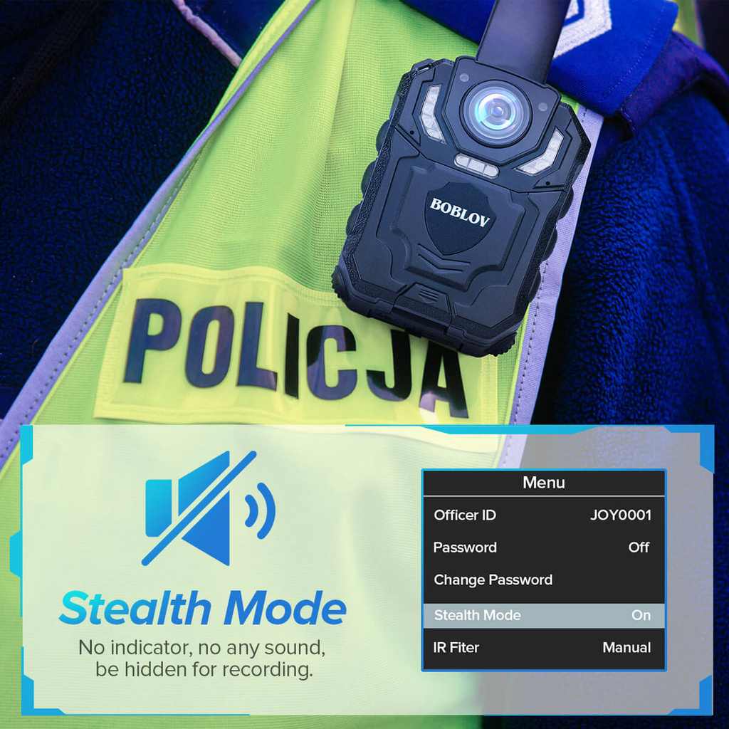 Boblov T5 1296P Body Camera Night Vision และเสียงบันทึกสวมใส่กล้องตํารวจสําหรับการจัดการกฎหมาย, Night Vision, Loop Recording, พร้อมของขวัญ