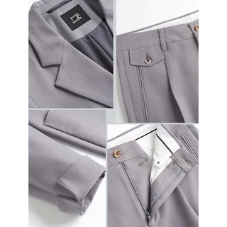 SEOULSHIRTS PREMIUM ชุดเซ็ท เสื้อสูท Blazer + กางเกงขายาว รุ่นสีพื้นกระดุมคู่ สไตล์เกาหลี ผ้าหนา ทรงสวย SET05