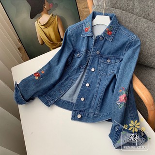 Jacket ยีนส์ ปักลายดอกไม้