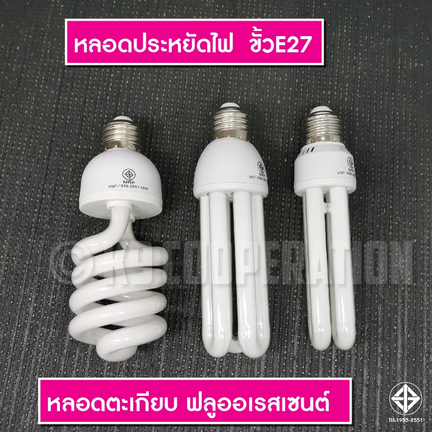 หลอดตะเกียบ หลอดไฟสไปรัล หลอดประหยัดไฟ หลอดคอมแพคฟลูออเรสเซนต์ หลอดเกลียว ขั้ว E27