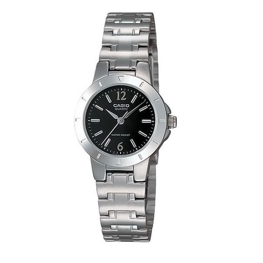 Casio นาฬิกาข้อมือ-สีเงิน/ดำ สายสแตนเลส รุ่น LTP-1177A-1ADF