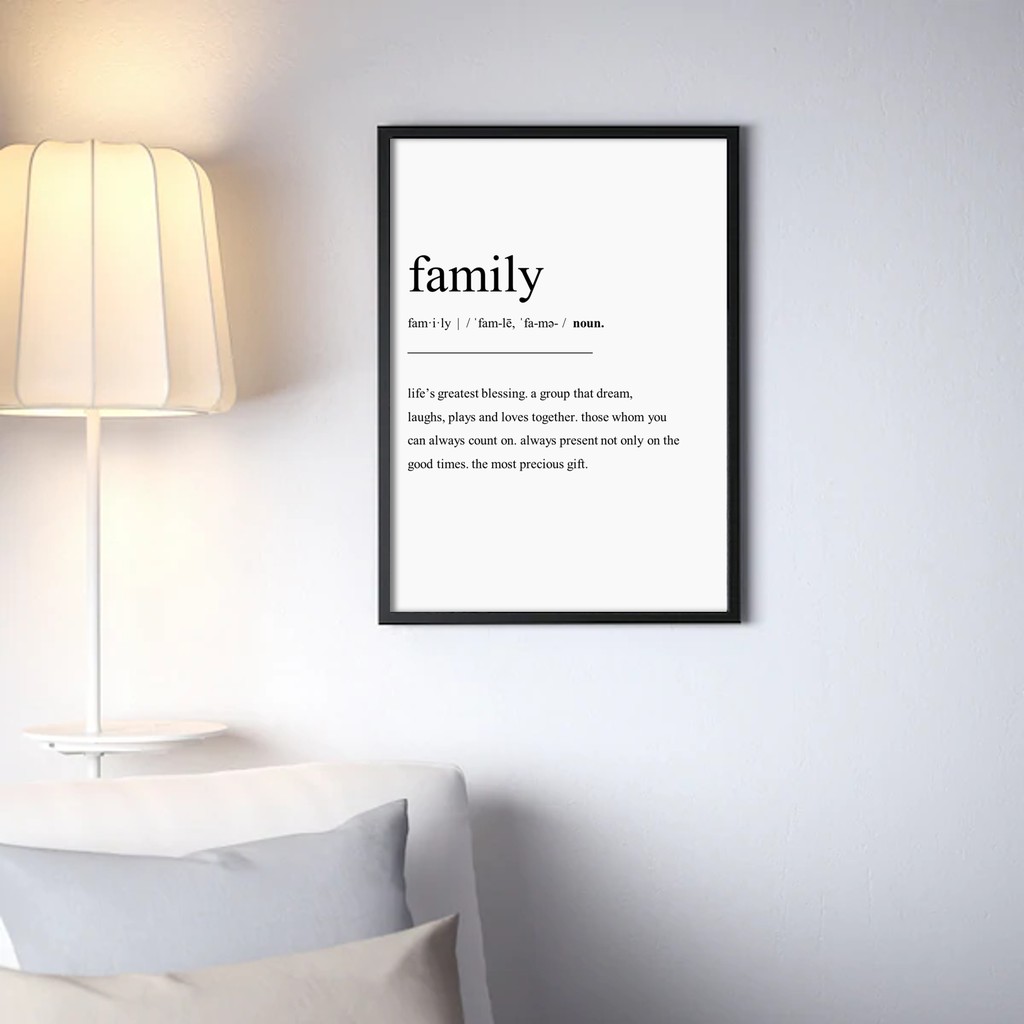 พจนานุกรมครอบครัว Definition Minimalist Wall Art Frame Poster Deco Print - 21x30 cm (A4), 30x40 cm (