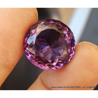 พลอย อเมทิส { Amethyst } 16.63 ct. พลอยดิบธรรมชาติ ***#อัญมณีประจำราศีกุมภ์ -ขนาด 16.4 x 9.8 mm. พลอยแท้100%