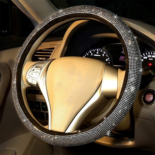 ฝาครอบพวงมาลัยสำหรับผู้หญิง Bling Bling Crystal Diamond Sparkling Car SUV Wheel Protector