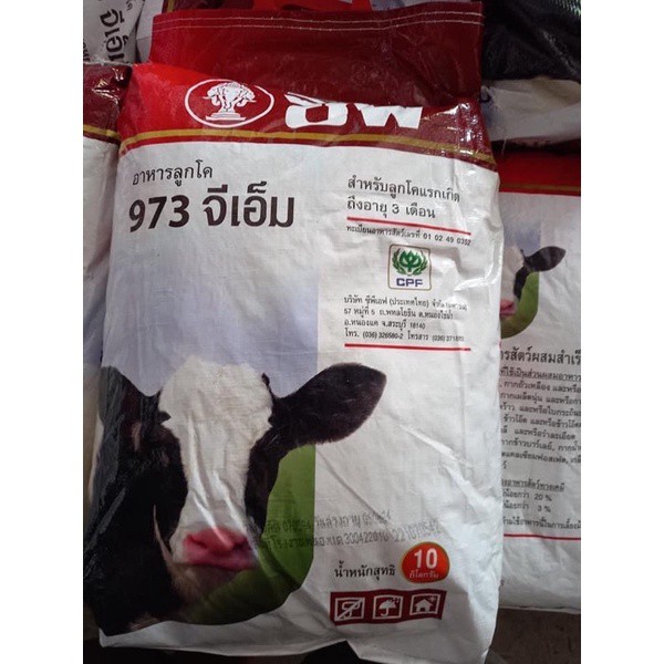 อาหารลูกโค ซีพี 973 จีเอ็ม ขนาด10กิโลกรัม สำหลับลูกโคแรกเกิด ถึง อายุ 3 เดือน อาหารวัวเล็ก ลูกวัว กระสอบ10กก ฟรีส่ง