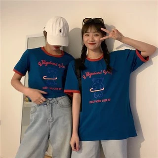 ✨Fairy style✨ เสื้อยืด พิมพ์ลายน้องหมี ครอปเอวลอทรงสวย สไตล์เกาหลี มีให้เลือก2แบบ🐼 #9350-9351