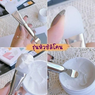 แปรงซิลิโคนสองหัว ใช้ซ้ำได้ สําหรับทําความสะอาดผิวหน้า มาส์กหน้า สำหรับเกลี่ย ทรีทเม้นท์ ตักครีม