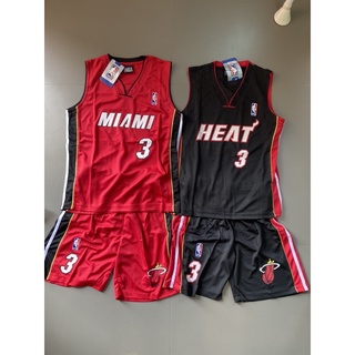 ชุดบาส NBA ทีม Miami Heat เบอร์ 3 สีดำและสีแดง 🏀