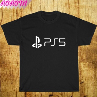 เสื้อยืดคอกลมcrew neckเสื้อยืด พิมพ์ลายโลโก้ Ps5 แฟชั่นฤดูร้อน สําหรับผู้ชายS-4XL