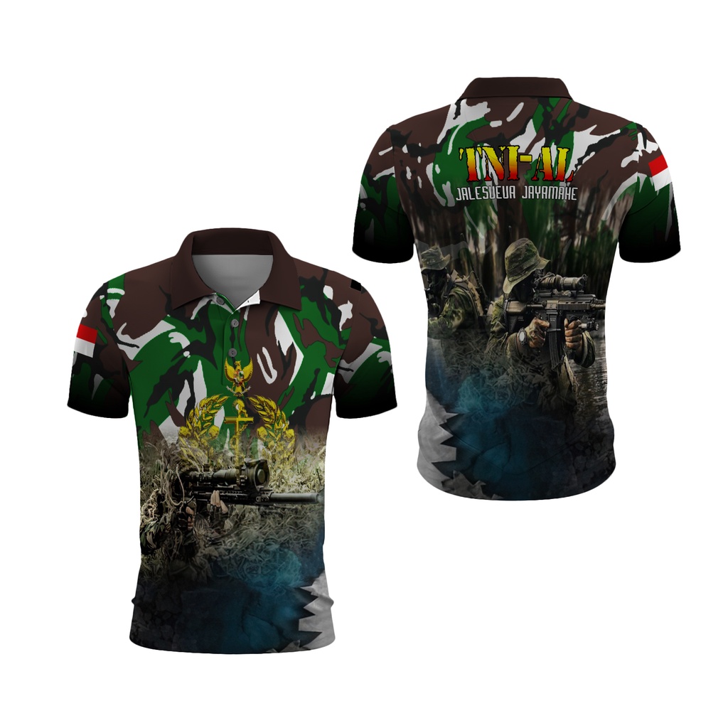 TiniShop || เสื้อยืดคอปก TNI AL สําหรับผู้ชาย / เสื้อโปโลพิมพ์ลาย TNI AL 3D สําหรับผู้ชาย