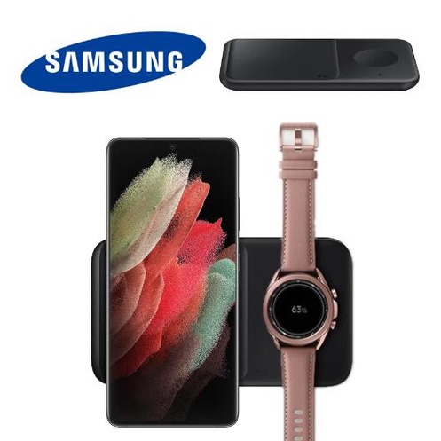 ของแท้ ที่ชาร์จไร้สาย แบบคู่ ชาร์จเร็ว สําหรับสมาร์ทวอทช์ Samsung Galaxy S22 S21 S20 Ultra S10 S9 S8 Plus Note8 9 EP-P4300 15W