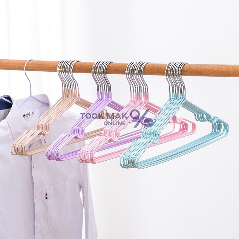 ไม้แขวนเสื้อสแตนเลส ไม้แขวนเสื้อซิลิโคน ไม่หักแพ็คอย่างหนา แพ็ค 10 ชิ้น tm99