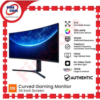 จอคอมพิวเตอร์ Monitor Mi XMMNTWQ34 Curved Gaming 34" WQHD 21:9 (2DPP,2HDMI)144Hz. สามารถออกใบกำกับภาษีได้