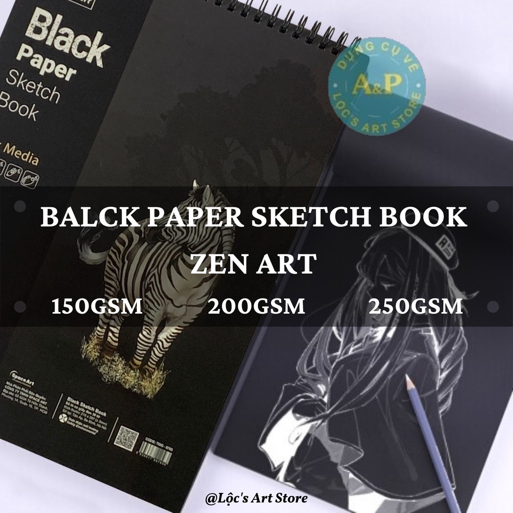 Xo [ Loc 'S ART Store ] ZEN ART Black Paper Sketch Book ZEN ART กระดาษสีดํา ( ขนาด )