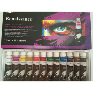 สีอะคริลิค12สี Renaissance Acrylic Colours