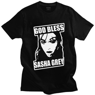 แฟชั่น เสื้อยืด พิมพ์ลาย เสื้อยืดลําลอง แขนสั้น คอกลม ผ้าฝ้าย พิมพ์ลาย God Bless Sasha สีเทา แฟชั่นสําหรับผู้ชาย