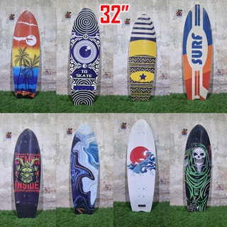 [0301][พร้อมส่ง]บอร์ดไม้สเก็ตบอร์ด Surf skate deck ขนาด 32"x10" ลายสวยงาม พร้อมติดกระดาษทรายแล้ว