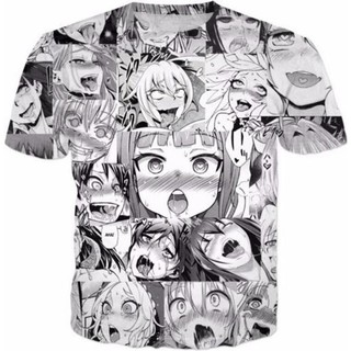 เสื้อยืดผู้ชายและผู้หญิงพิมพ์ลาย Anime Ahegao 3D