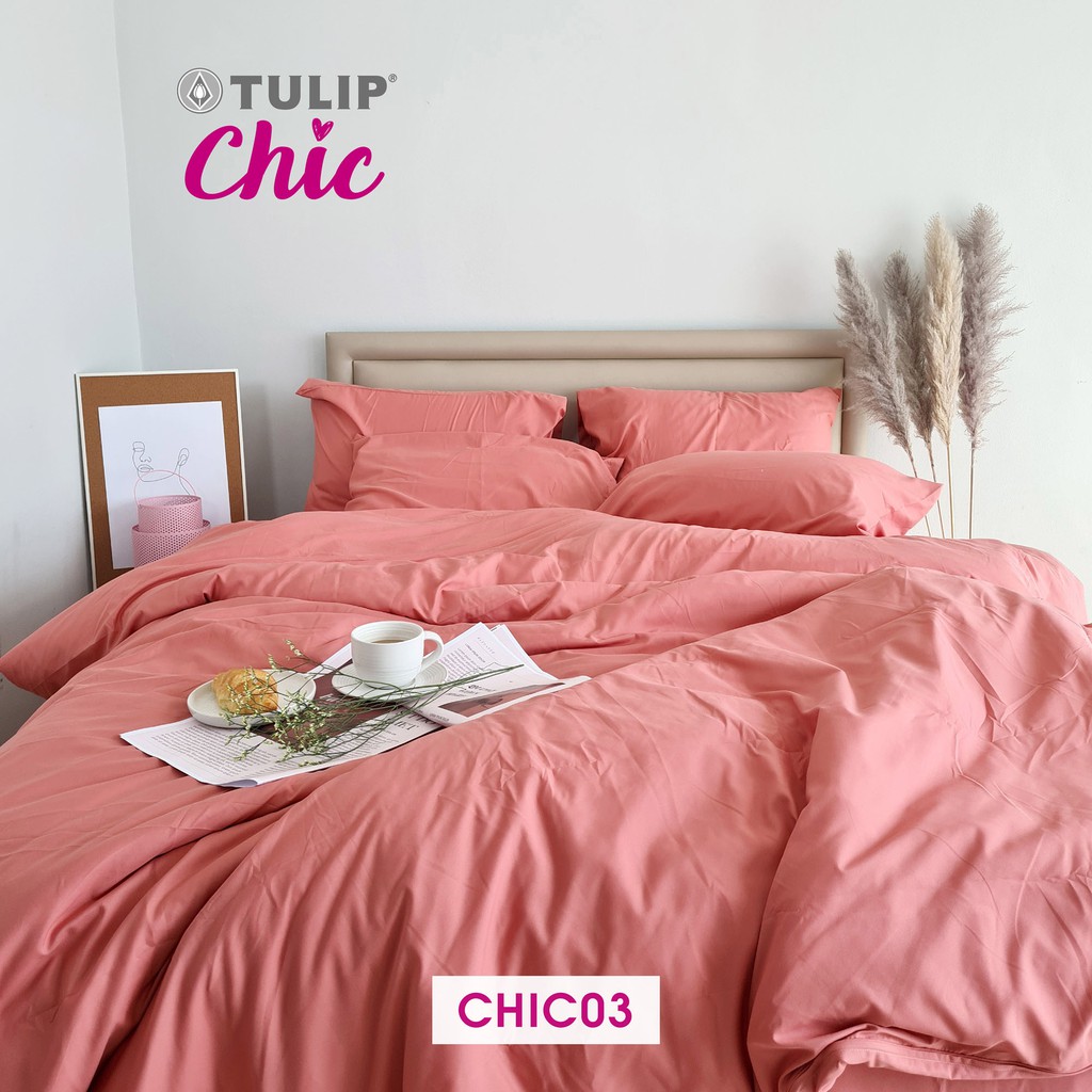 TULIP CHIC สีพื้น CHIC03 ชุดเครื่องนอนสไตล์มินิมอล ผ้าปูที่นอน + ผ้าห่มนวม