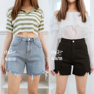 MS7069#มี2สีS-XL#ยีนส์ยืดขาสั้น#mystyle