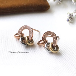 Triplets TM 14k earrings. (ต่างหูแบบติดหู งานชุบ 14k โดนแอลกอฮอลล์ได้ ไม่ลอก)