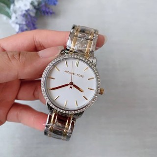 (ผ่อน0%) นาฬิกา MICHAEL KORS NINI BRACELET WATCH MK3539 สายสแตนเลส สีเงินล้อมด้วยคริสตัล สายทูโทน 36 mm