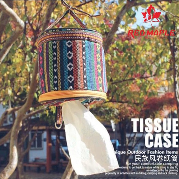 กระเป๋าอุปกรณ์ กระเป๋าแคมป์ปิ้ง Campping กระบอกทิชชู่กางเต็นท์ กระเป๋ากระดาษเช็ดหน้า ใสทิชชู่  ลายโบ