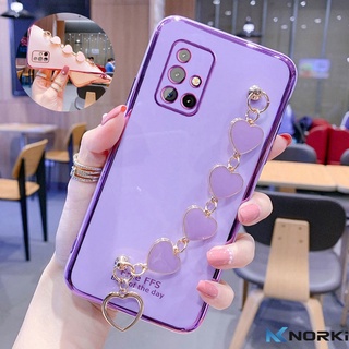 เคสโทรศัพท์มือถือ ซิลิโคนนิ่ม พร้อมสายคล้อง จี้หัวใจ หรูหรา สําหรับ Samsung A71 A51 4G 5G A11 A21 A21S A31 Galaxy M11 M31 M51