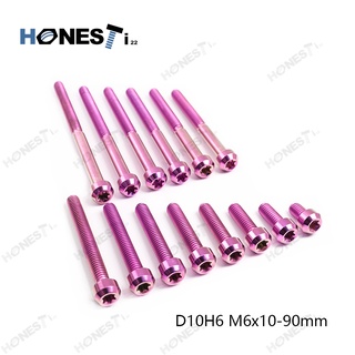 Honesti22 Gr5 สกรูไทเทเนียมโกลเด้น Bolts 10-90 M6 ป้องกันการโจรกรรม