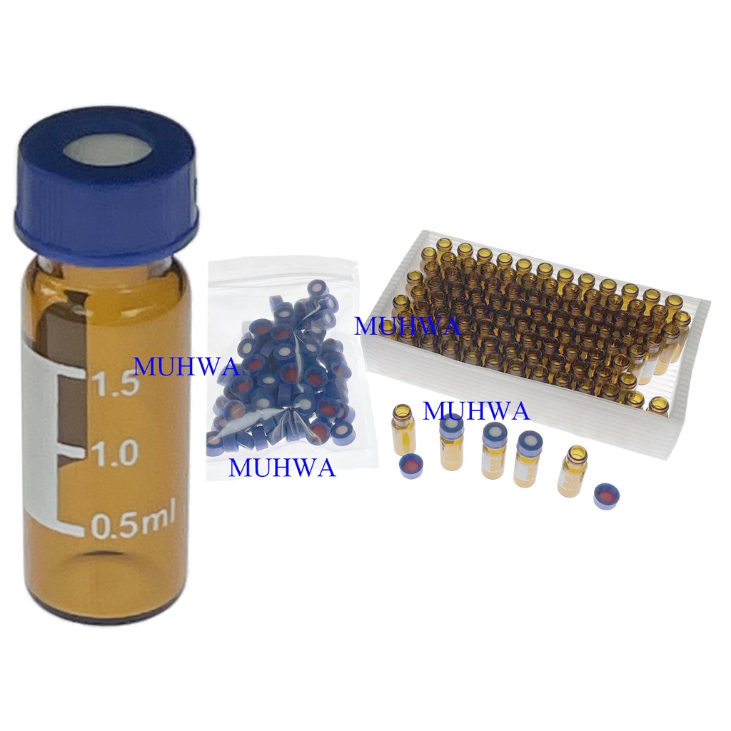 MUHWA Autosampler Vials, Membrane Solutions 2ml HPLC Vials, 9-425 Lab Vials พร้อมจุดเขียนและจบการศึก