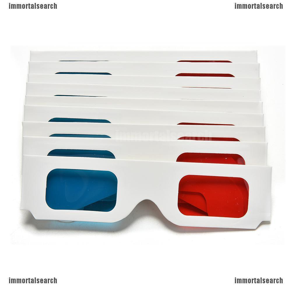 【ICE】 10X Hot Anaglyph Cardboard Red Blue Cyan 3D Glasses For 3D Movie