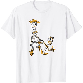 【ผ้าฝ้ายแท้】เสื้อยืดใหม่Disney Pixar Toy Story 4 Woody and Forky Sketch เสื้อยืดผู้ชาย - เสื้อยืดผู้ชาย - เสื้อยืดผู้ชาย