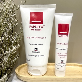 Papulex oil-Free Cream 40ml + Papulex Soap Free Cleansing Gel 150 mL สำหรับคนเป็น สิว ผิวมัน ผิวแพ้ง่าย