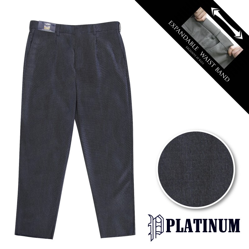 PLATINUM BIG SIZE EWB กางเกงสแล็กจีบเดี่ยว PM649 PLUS SIZE 38-68 INCHES (สีกรมท่า) กางเกงสแล็ก Saiz 