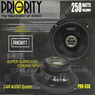 PRIORITY PRO-65KN ลำโพงแกนร่วมติดรถยนต์ ขนาด 6.5 นิ้ว 2 ทาง 250w 1 คู่