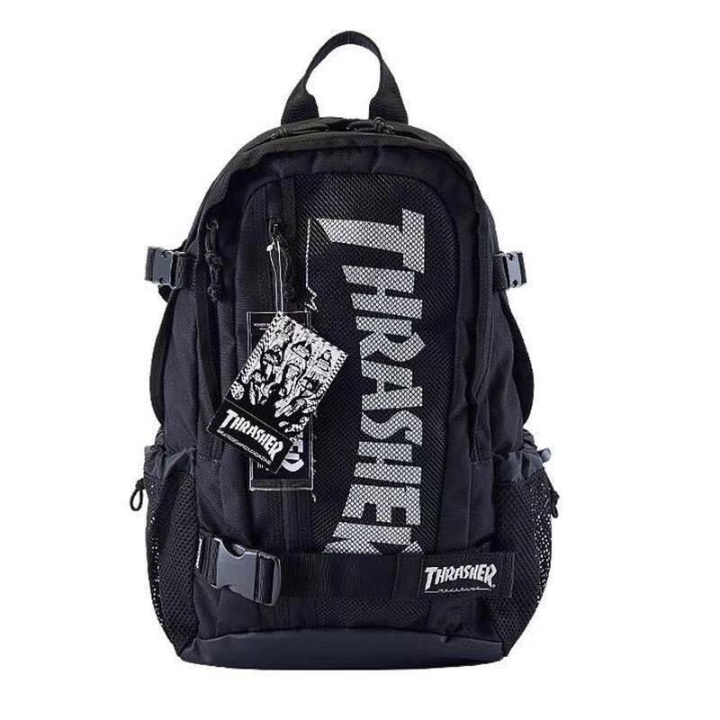 Thrasher กระเป๋าเป้สะพายหลังญี่ปุ่น Limited Hiking Skateboard Street style Oxford Bag School Sport b