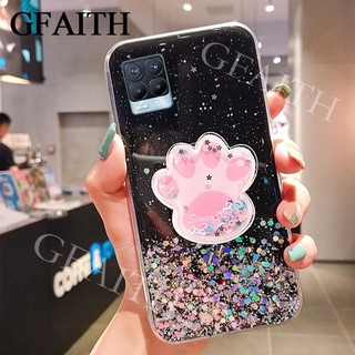 เคสโทรศัพท์แมวลายการ์ตูนน่ารักกลิตเตอร์แวววาวสำหรับ Realme 8 5G Realme8 4G เคสเรียวมี8