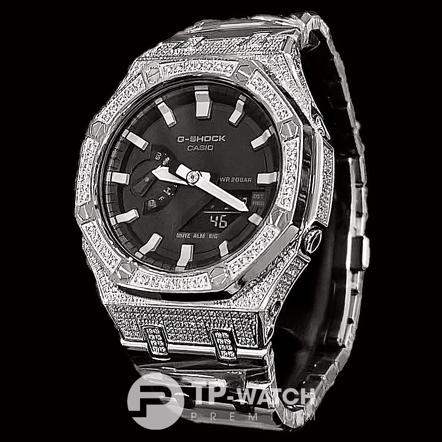 Casio G-Shock GA-2100-1A AP Custom Diamond Royal Oak สายเหล็กนาฬิกาผู้ชาย (พิเศษ)