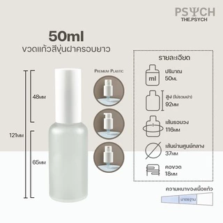 🔥[พร้อมส่ง] 50ml ขวดแก้วสีขุ่น ขวดสเปรย์ ขวดปั๊ม ฝาครอบยาวอย่างดี