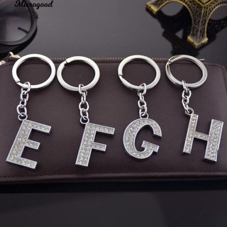 พวงกุญแจอักษรตัวแรกอักษร Unisex Rhinestone Inlaid Keychain
