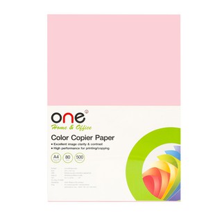 กระดาษสีถ่ายเอกสาร A4 สีชมพู 80 แกรม (500 แผ่น) ONE Copy color paper A4 pink 80 grams (500 sheets) ONE