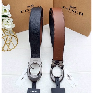 👦เข็มขัดชายใส่ได้ 2ด้านคุ้มมาก COACH  Signature Buckle Cut To Size Reversible Belt