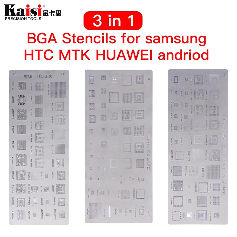 แผ่นแม่แบบ ลายฉลุ BGA ความร้อนตรง คุณภาพสูง สําหรับ Samsung HTC Huawei MTK Android 3 ชิ้น