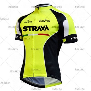 STRAVA - เสื้อเจอร์ซีย์นักปั่นชาย Anti-UV Mtb จักรยานเสือหมอบชุดแข่งจักรยานระบายอากาศชุดกีฬาขี่จักรยานพรีเมี่ยมชุดเอี๊ยมจักรยาน