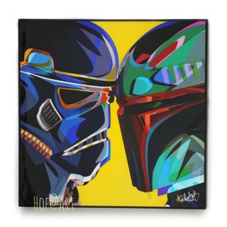 Stormtrooper VS Boba Fett สตอร์มทรูปเปอร์ Star Wars สตาร์วอร์ส รูปภาพ​ติด​ผนัง​ pop art แต่งบ้าน ของขวัญ กรอบรูป​