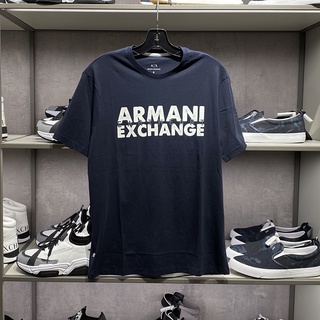 เสื้อยืดแขนสั้น คอกลม พิมพ์ลายโลโก้ Armani Exchange AX แฟชั่นฤดูใบไม้ผลิ และฤดูร้อน สําหรับผู้ชายhe$