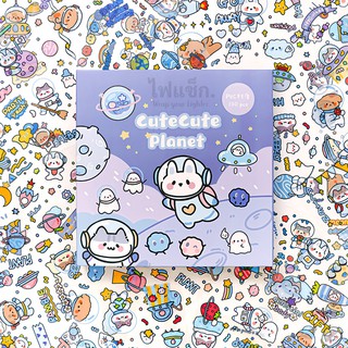 พร้อมส่งในไทย❗สติ๊กเกอร์มนุดอวกาศม่วงพาสเทลกันน้ำ 100 แผ่นสําหรับตกแต่งไดอารี่ สติ๊กเกอร์ไดคัท สติ๊กเกอร์ลายน่ารัก