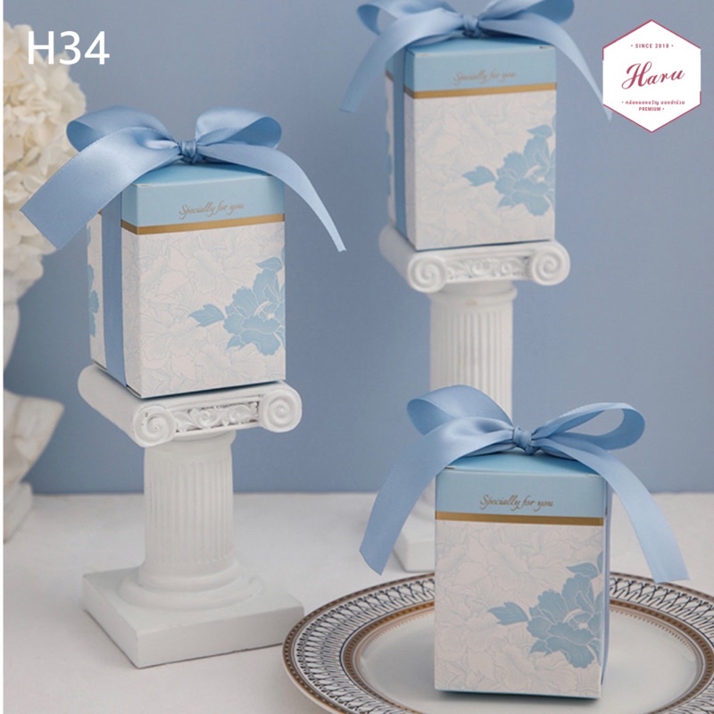 H34 กล่องของขวัญ กล่องขนม กล่องพร้อมโบว์ลายดอกไม้ - รูปที่ 3