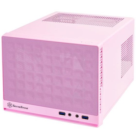 SilverStone Sugo SG13 Mini Computer Case Pink fits mini ITX Mesh Font