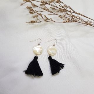 Shell with black tuft earrings